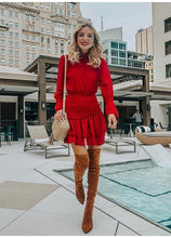 Load image into Gallery viewer, Lossky Women Dress Long Sleeve Sexy See Through Mini Princess Dress Autumn Winter White Cascading Ruffled Lady Pullover Clothing