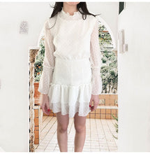 Load image into Gallery viewer, Lossky Women Dress Long Sleeve Sexy See Through Mini Princess Dress Autumn Winter White Cascading Ruffled Lady Pullover Clothing