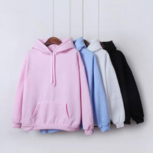 Load image into Gallery viewer, Yan Qing Huan New Fashion Solid Color Plus Velvet Padded Hooded Sweatshirt Top Long Sleeve Winter Warm Coat Women's Hoodies