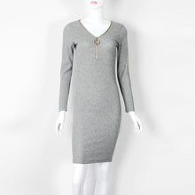 Load image into Gallery viewer, Knee-Length Sheath Dress Female Autumn Winter Bodycon Warm Dresses With Zipper Sexy Women Dresses Long Sleeve Midi Dress GV1036
