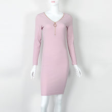 Load image into Gallery viewer, Knee-Length Sheath Dress Female Autumn Winter Bodycon Warm Dresses With Zipper Sexy Women Dresses Long Sleeve Midi Dress GV1036