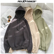 Load image into Gallery viewer, Privathinker Woman's Solid 13 Colors Korean Hooded Sweatshirts Female 2019 Cotton Thicken Warm Hoodies Lady Autumn Fashion Tops