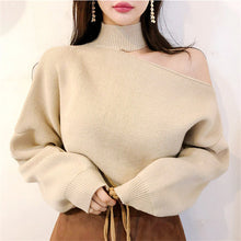 Load image into Gallery viewer, Alien Kitty Halter Bare Shoulders Knitted Office Ladies Winter Autumn Loose Irregular Casual Elegant High Street Sweaters Tops