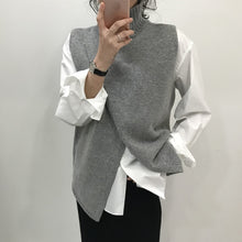 Load image into Gallery viewer, Korean Fashion Overlap Sleeveless Sweater Vest Sweaters Fashion 2018 Women Turtleneck Sweater Jumper Knitted Pullover Sweater