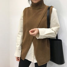 Load image into Gallery viewer, Korean Fashion Overlap Sleeveless Sweater Vest Sweaters Fashion 2018 Women Turtleneck Sweater Jumper Knitted Pullover Sweater