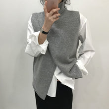 Load image into Gallery viewer, Korean Fashion Overlap Sleeveless Sweater Vest Sweaters Fashion 2018 Women Turtleneck Sweater Jumper Knitted Pullover Sweater