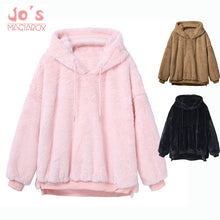 Load image into Gallery viewer, 2019 Women Hoodies Sweatshirts Winter Warm Hooded Tops Loose Soft Cute Coat Harajuku Ladies Basic Kawaii Pullover Sweatshirts