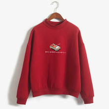 Load image into Gallery viewer, Women Hoodies 2019 Autumn Winter Sweatshirts Cartoon Kawaii Sushi Japanese Print Fleece Loose Moletom Feminino Harajuku Pullover